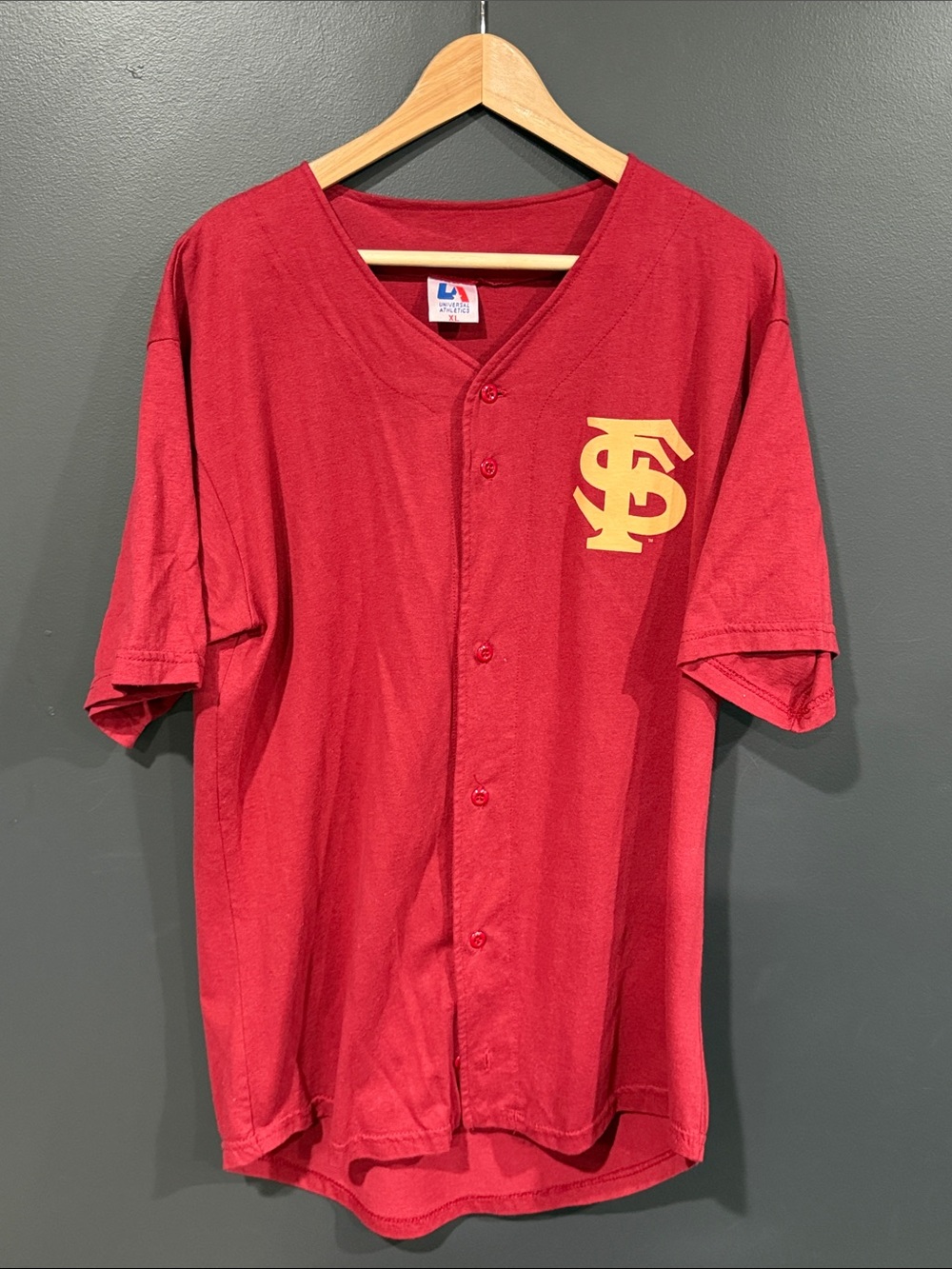 Florida State Basbell Jersey Red Button-Up Baseball Jersey with Yellow Logo